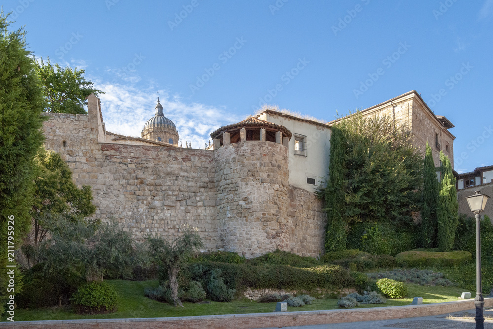 Torreon y restos de la muralla medieval de Salamanca España