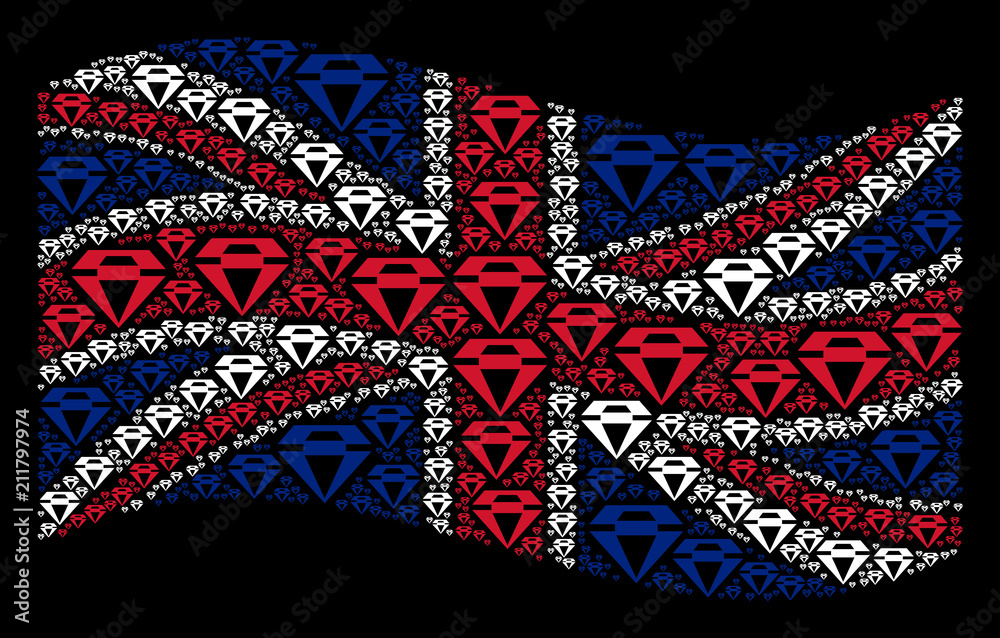 Fotografie Waving Great Britain state flag on a black background