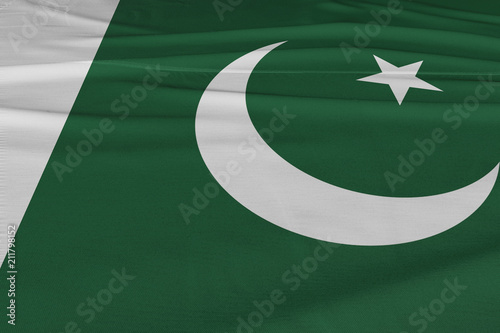 Isolated Pakistani Flag waving 3d Realistic Pakistani fabric photo