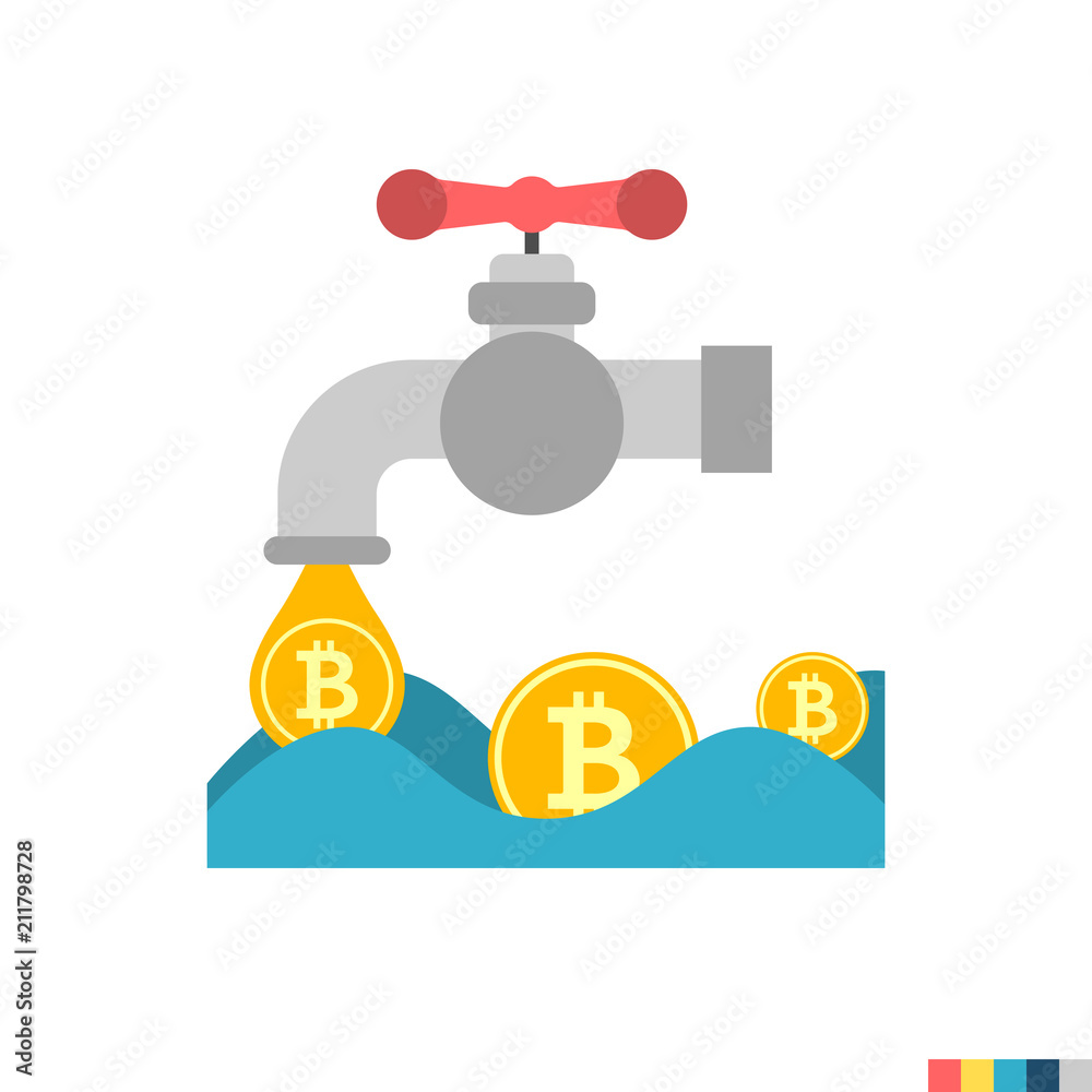 Coin Faucet Related Flat Vector Icon. Isolated on White Background. Trendy Flat Style. Coin Faucet Related Flat Vector Icon. Isolated on White Background. Trendy Flat Style.