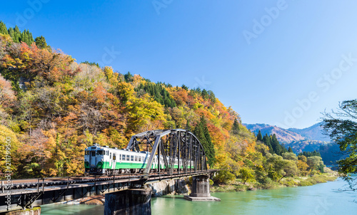 Fukushima Black Bridge Tadami River Japan photo