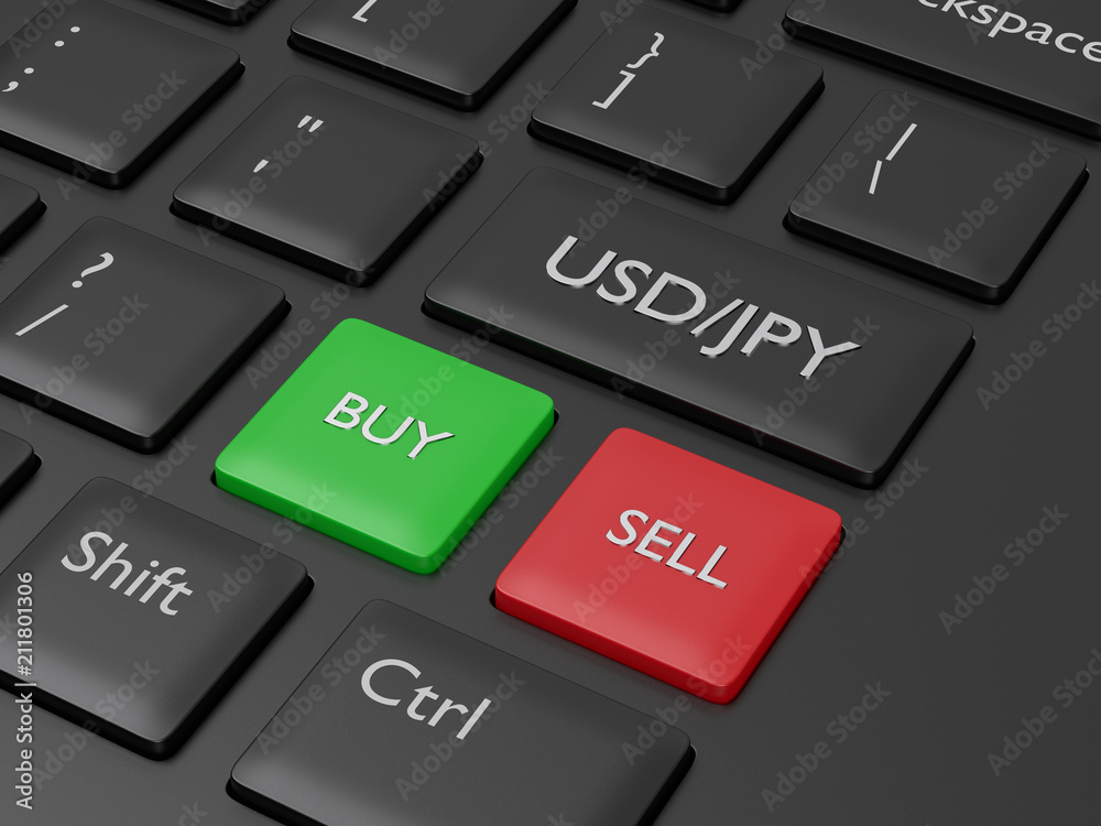 3d render of computer keyboard with yen and dollar button 3d render of computer keyboard with yen and dollar button