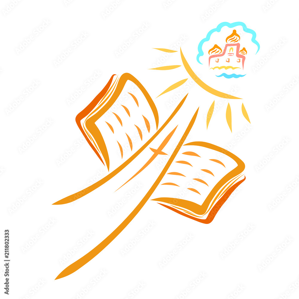 Fototapeta premium The path leading to Heaven, the Bible, the cross and Christianity