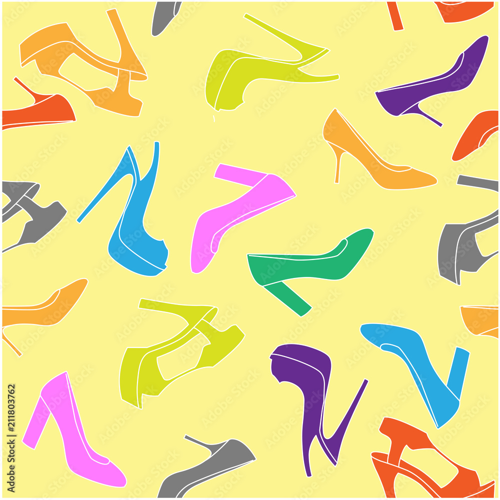 High-heeled shoe seamless background - fashion pattern