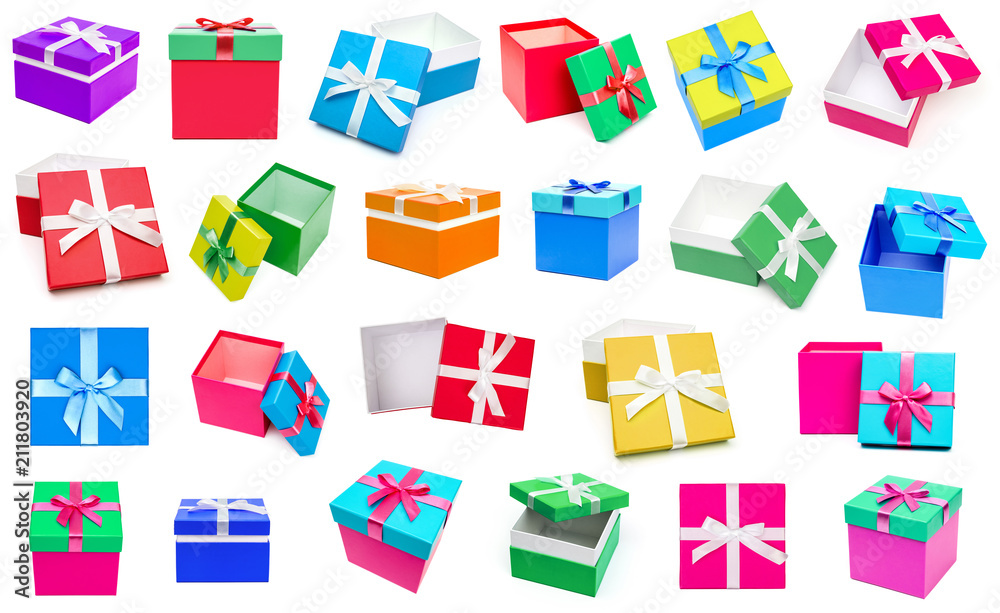 Gift boxes collection isolated on white background