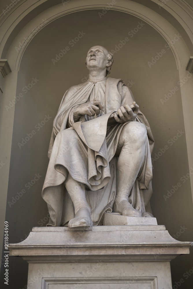Firenze, Italy - June 21, 2018 : Filippo Brunelleschi statue in Palazzo dei Canonici