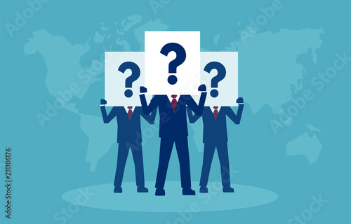 Group of businessmen in doubts about career
