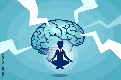 Vector of a meditating businessman brainstorming an idea