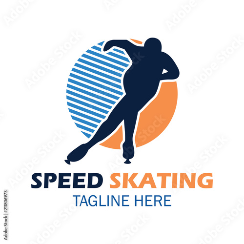 speed skating logo with text space for your slogan / tag line, vector illustration
