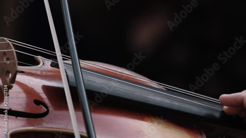 Violinist Playing Violin Strings - Slow Motion