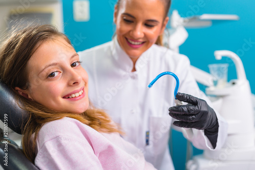 Girl at the dentist office