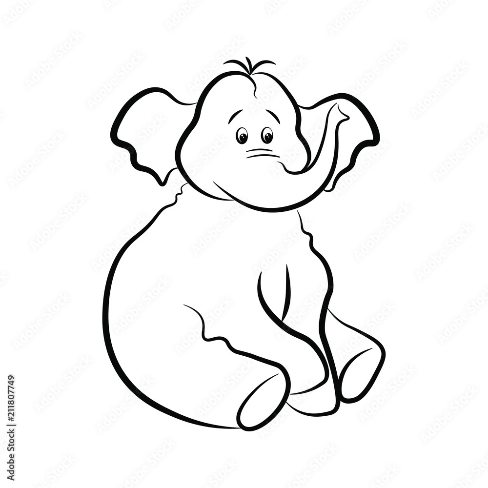Elephant in black contour vector Elephant in black contour vector