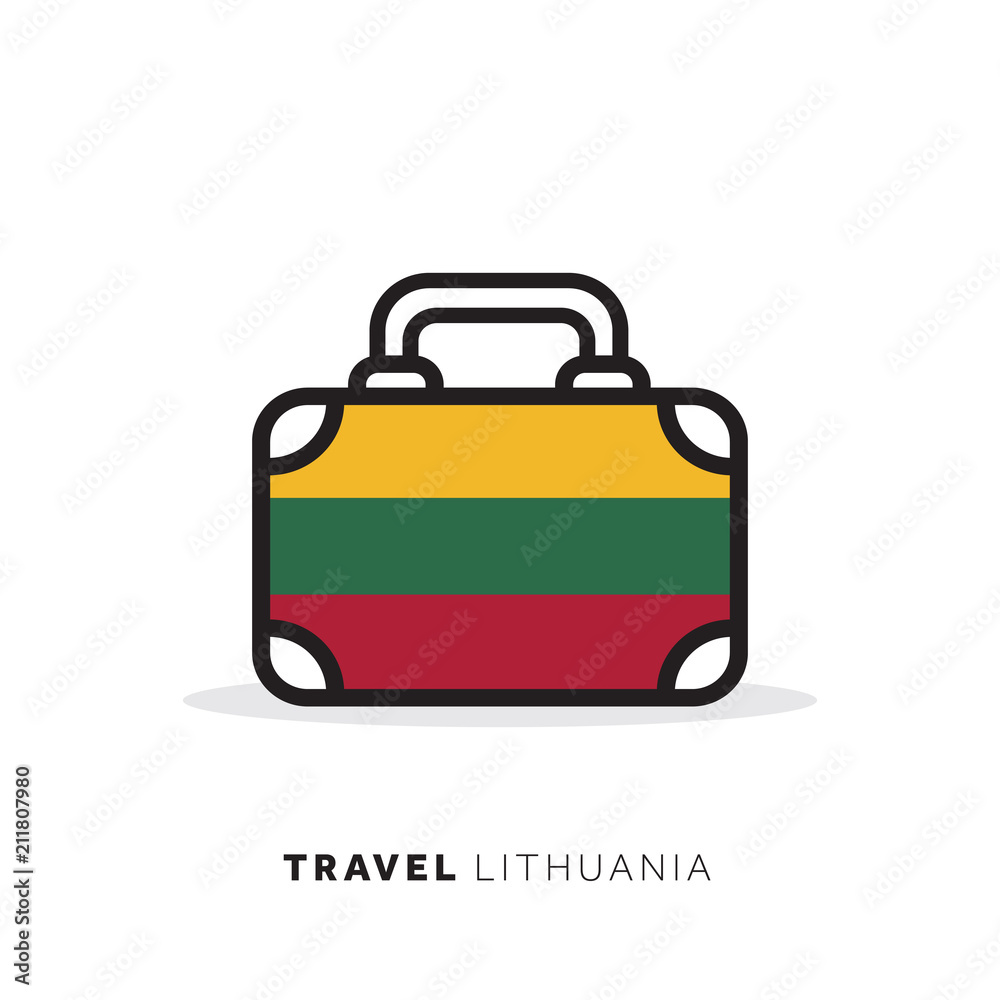Lithuania travel concept. Suitcase vector icon with national country flag Lithuania travel concept. Suitcase vector icon with national country flag