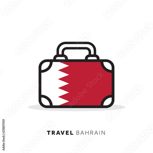 Bahrain travel concept. Suitcase vector icon with national country flag