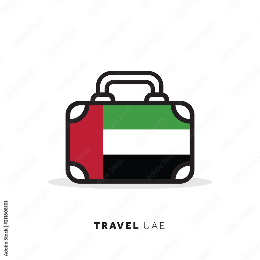 United Arab Emirates travel concept. Suitcase vector icon with national country flag United Arab Emirates travel concept. Suitcase vector icon with national country flag