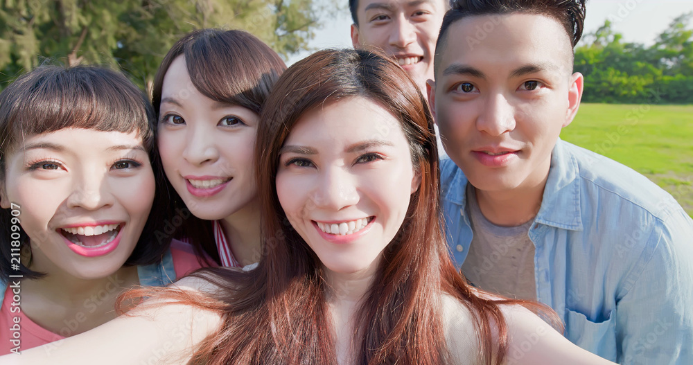 people selfie happily