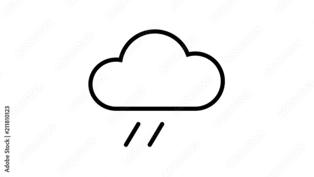 Cloud Rain Weather flat line icon animation stock video design drawing isolated on white background sign symbol Cloud Rain Weather flat line icon animation stock video design drawing isolated on white background sign symbol
