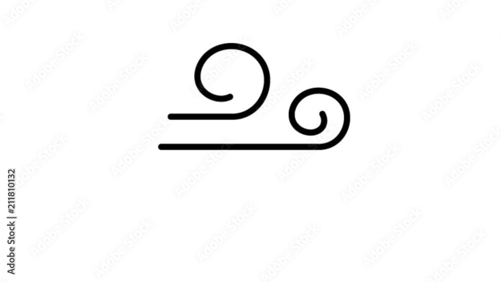 Weather Wind flat line icon animation stock video design drawing isolated on white background sign symbol Weather Wind flat line icon animation stock video design drawing isolated on white background sign symbol