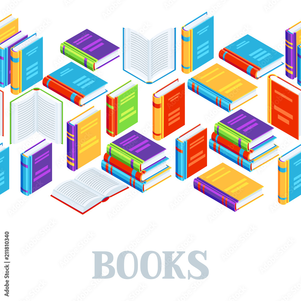 Seamless pattern with isometric books. Seamless pattern with isometric books.