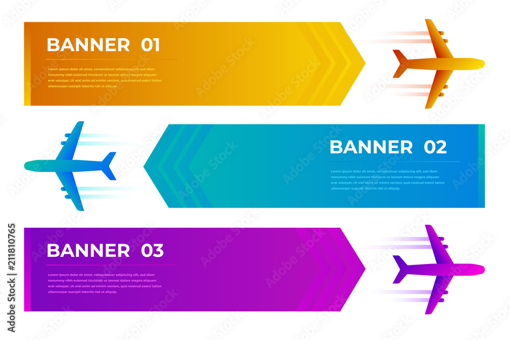 Flying advertising banners pulled by airplane. Vector illustration Flying advertising banners pulled by airplane. Vector illustration