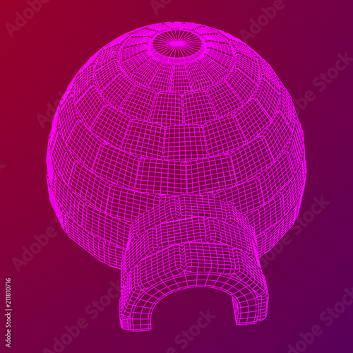 Igloo icehouse. Snowhouse or snowhut. Eskimo shelter built of ice. Wireframe low poly mesh vector illustration