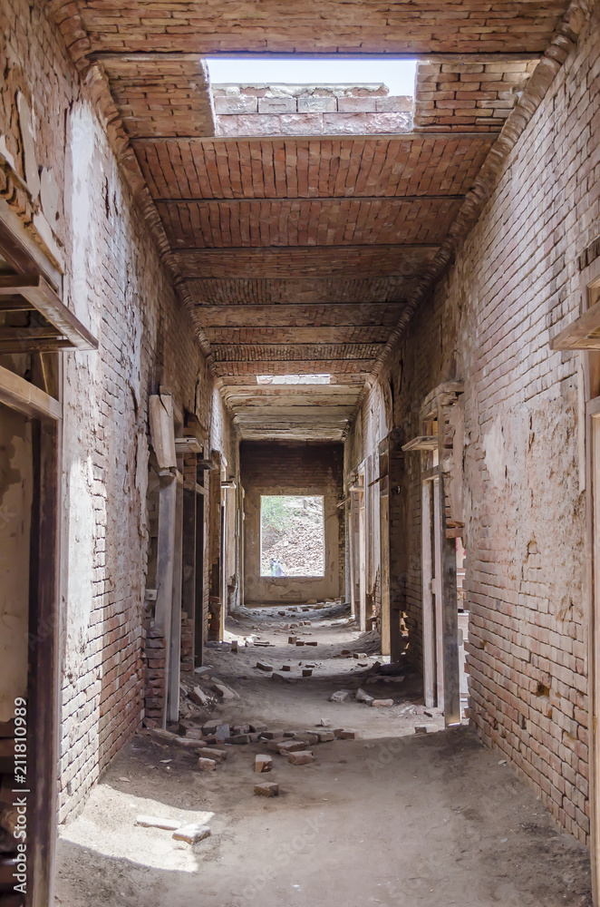 Corridor of Derawar fort living quarters in Bahawalpur Pakistan