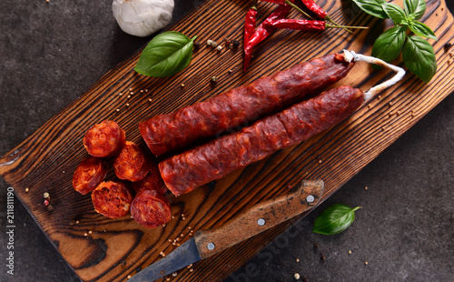 Traditional spanish sausage - chorizo photo