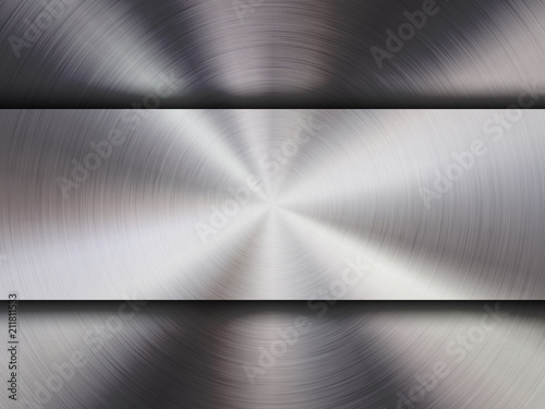 Metal textured abstract technology background with circular polished, brushed concentric texture, chrome, silver, steel, aluminum for design concepts, wallpapers, web and prints. Vector illustration.