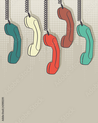retro handset on dots background