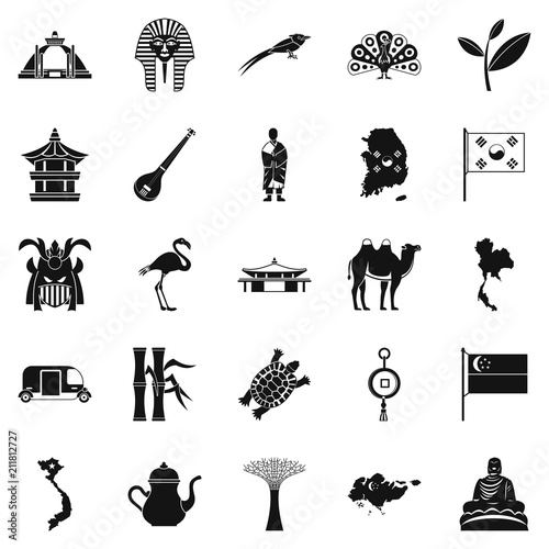 Spirit of Asia icons set. Simple set of 25 spirit of asia vector icons for web isolated on white background