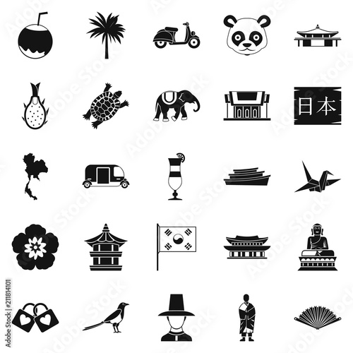 Countries in Asia icons set. Simple set of 25 countries in asia vector icons for web isolated on white background