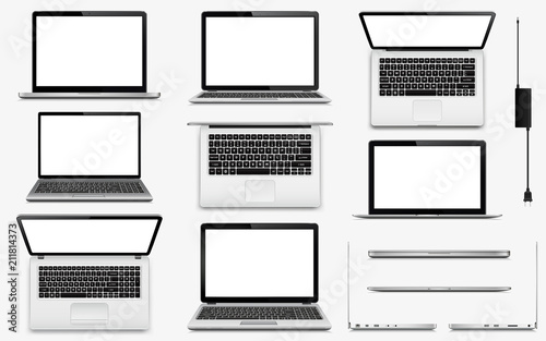 Set of vector laptop computers