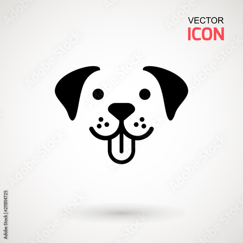 Dog head icon. Flat style. Cartoon dog face. Vector illustration isolated on white. Silhouette simple. Animal Logotype concept. Logo design template