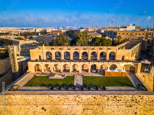 Valletta, Malta - Aerial view of the beautiful saluting battery of Valletta at surise
