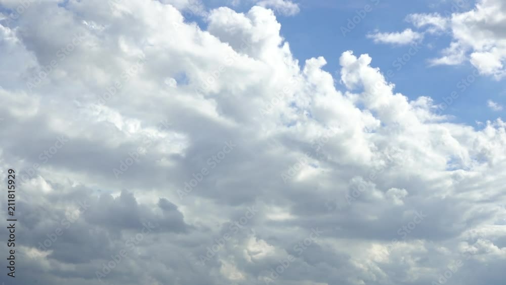 The blue cloudy sky movement on bright natural background.
