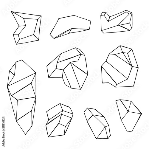 stones faceted vector. cobbles isolated