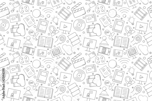 Vector Library and Online Library pattern. Library and Online Library seamless background