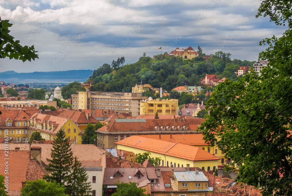 Fototapeta premium Panoramic view of traditional house architecture and famous historical fortress