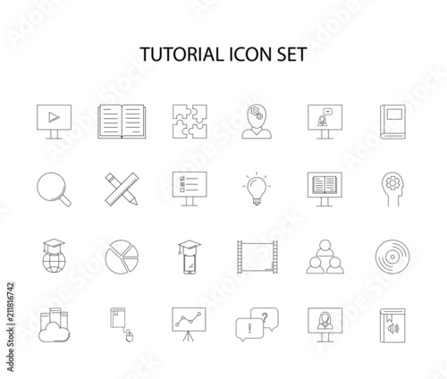Line icons set. Tutorial pack. Vector illustration