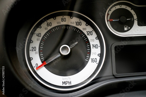 black silver miles per hour car indicator gage