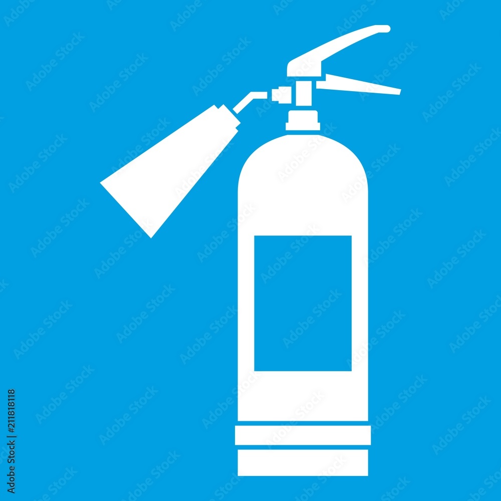 Fire extinguisher icon white isolated on blue background vector illustration Fire extinguisher icon white isolated on blue background vector illustration