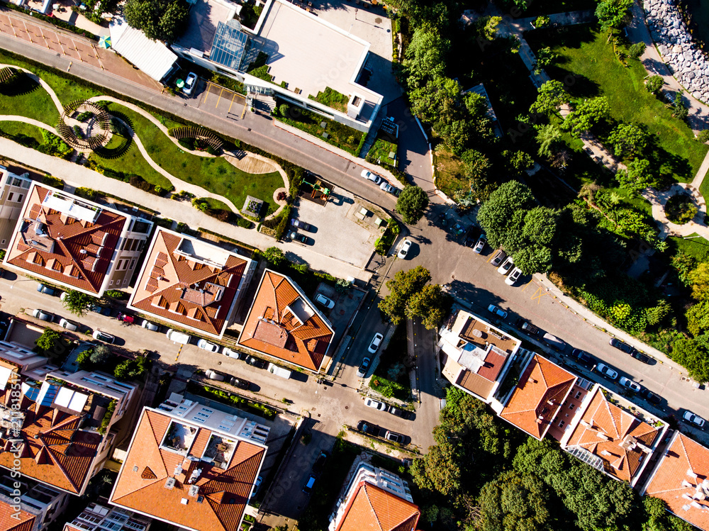 Fototapeta premium Aerial Drone View of Kadikoy Moda Seaside in Istanbul
