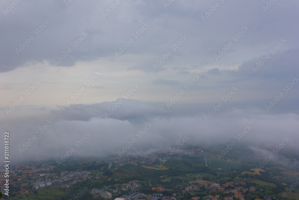 Cities in the valley at the foot of Monte Titano in San Marino