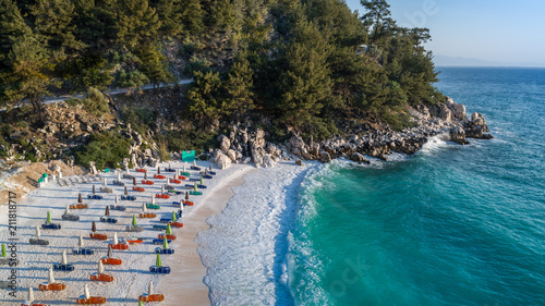 Marble beach (Saliara beach), Thassos Islands, Greece photo