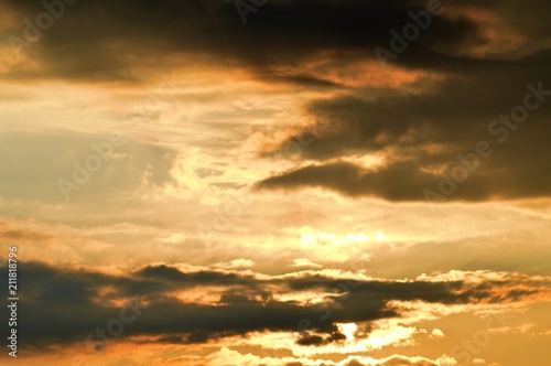 Sky with clouds and sunshine - sunset