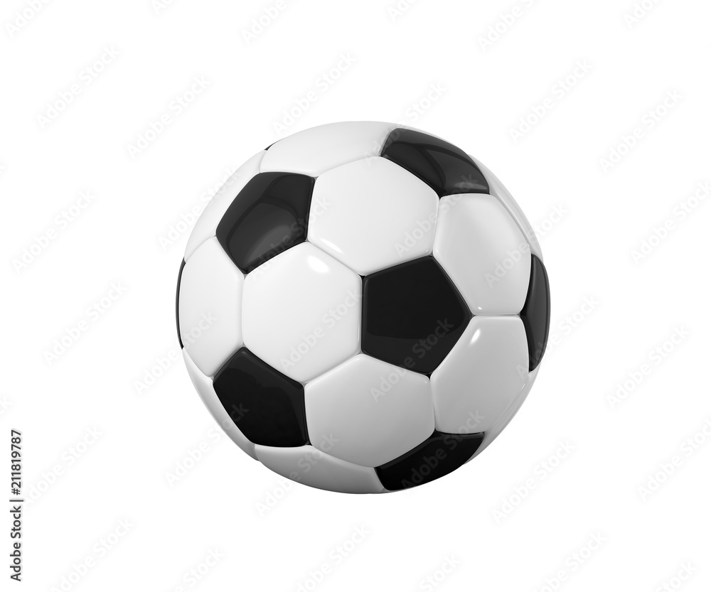 Fototapeta premium Realistic soccer ball or football ball on white background. 3d Style Ball isolated on white background. 3d rendering
