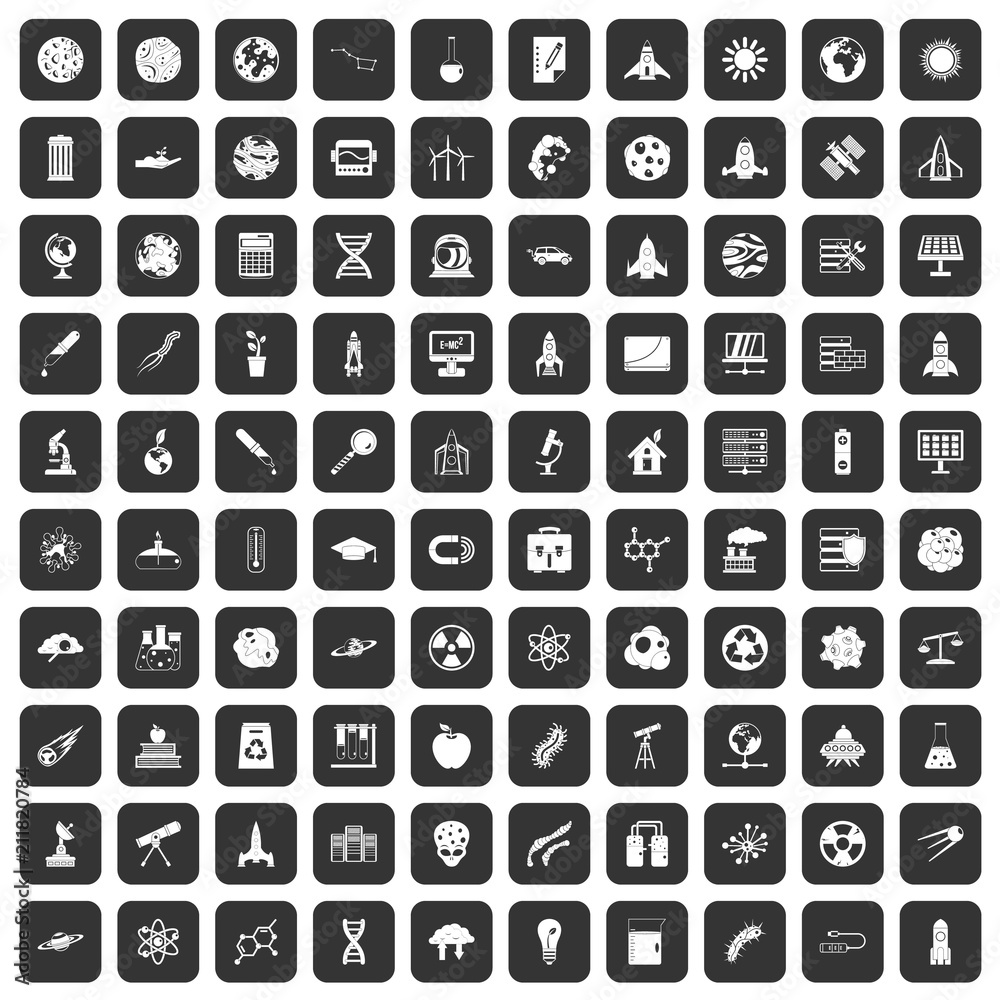 100 space icons set in black color isolated vector illustration 100 space icons set in black color isolated vector illustration