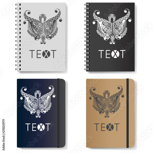 Graphic illustration with diaries with symbols 8