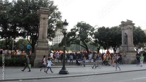 Catalan protest in a square in Barcelona.