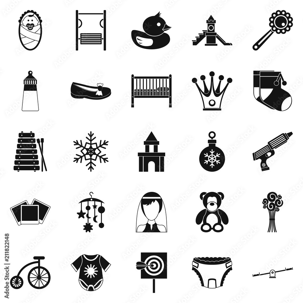 Naklejka premium Nursery icons set. Simple set of 25 nursery vector icons for web isolated on white background